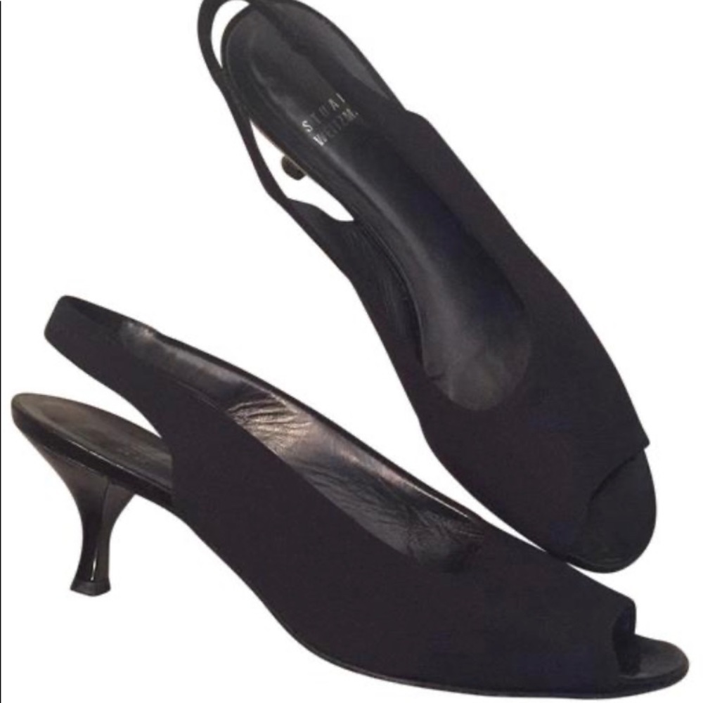Stuart Weitzman 8.5 Narrow black Sling-backs